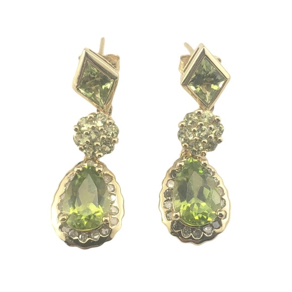 10K Gold Peridot, Diamond, Prasiolite Earrings #16708 - Picture 1 of 9